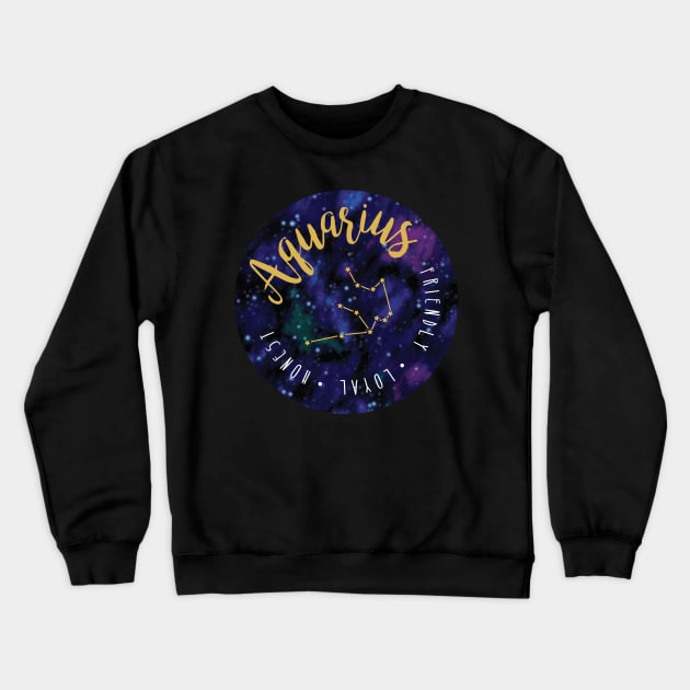 Aquarius Zodiac Crewneck Sweatshirt by CreativeHermitCo